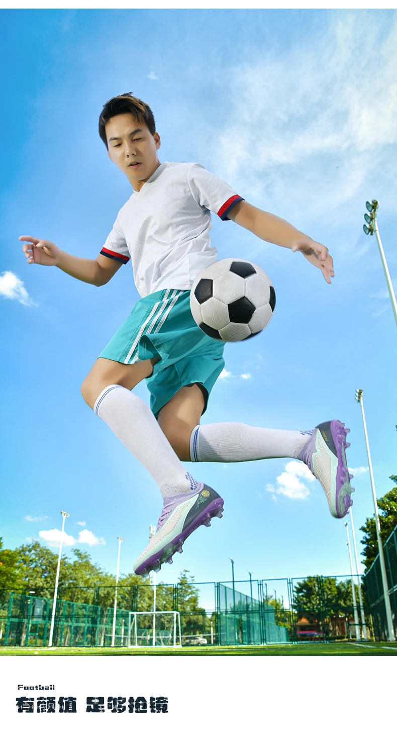 New Men Soccer Shoes Outdoor Sport Boys Football Boots Breathable Match Comfortable Long Spikes Training Cleats Adult Non Slip