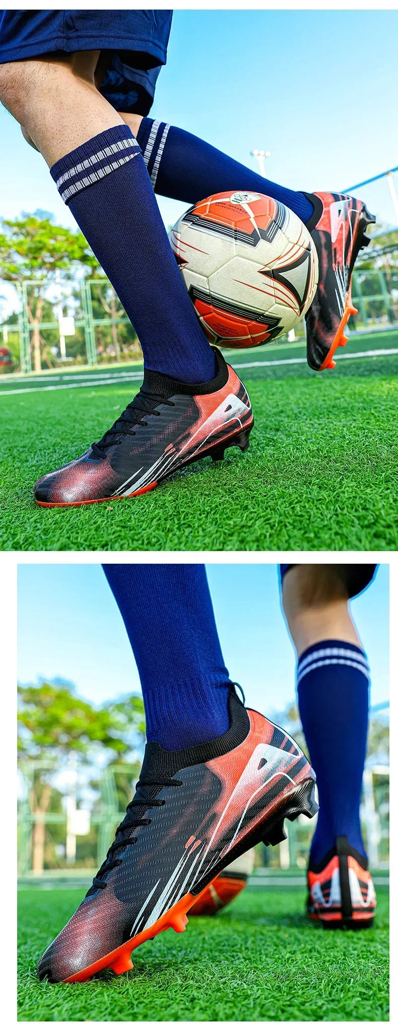 New Men Football Boots Match Soccer Shoes FG Ultralight Drop Shipping Training Shoes Cleats Outdoor Soccer Non-Slip Long Spikes