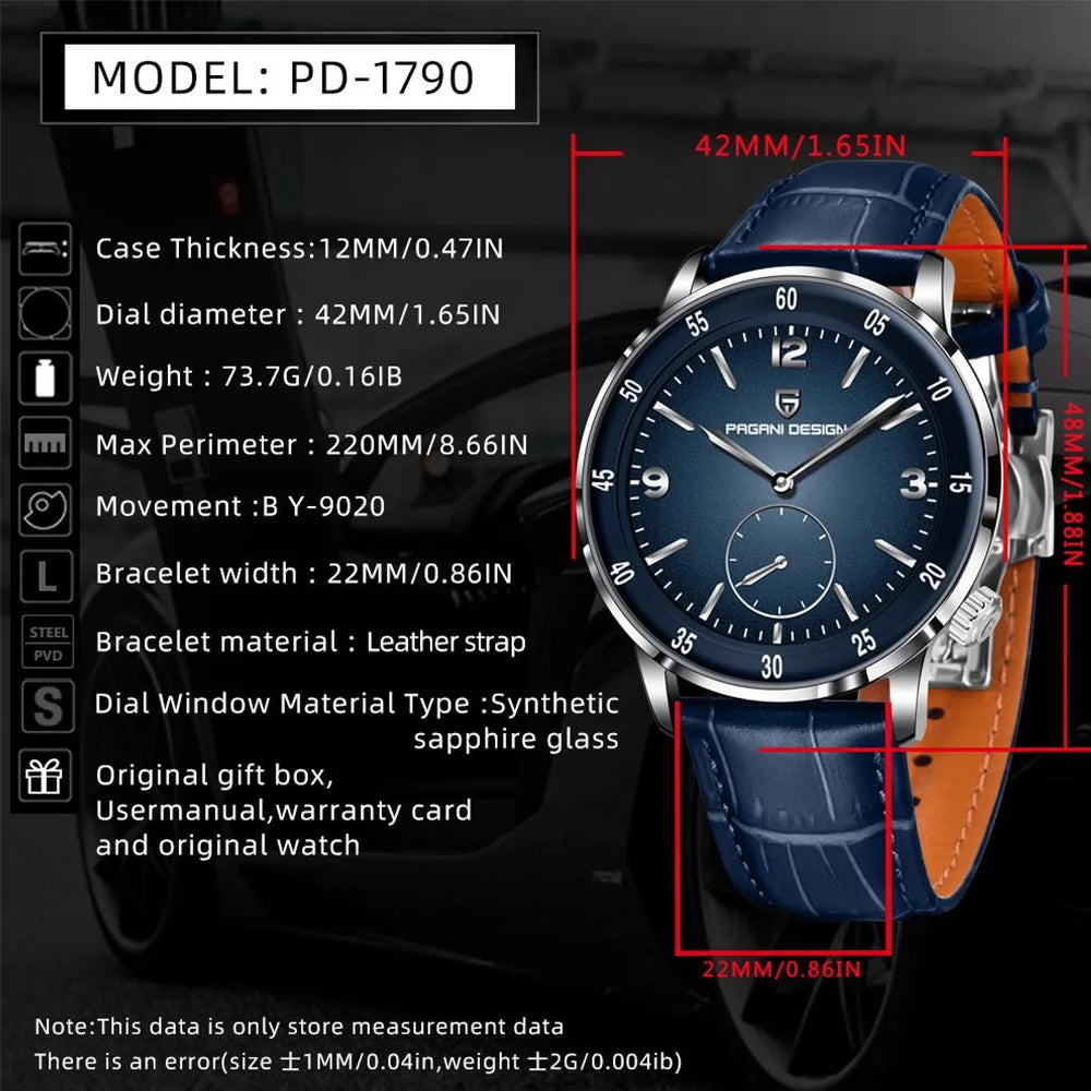 V2 PAGANI DESIGN PD-1790 New 42MM Men's Fashion Leisure Mechanical Watch 10Bar Waterproof Sapphire Glass Men's Automatic Watch