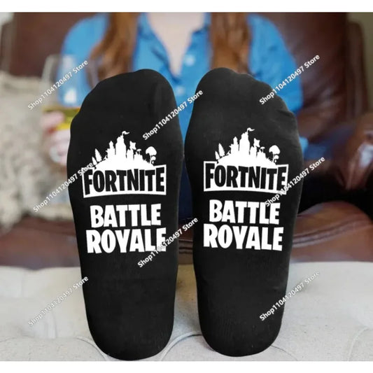 Meias Desportivas FORTNITE de Verão Pretas e Brancas, Respiráveis, Baixas e Invisíveis, em Algodão Macio para Desporto e Uso Casual
