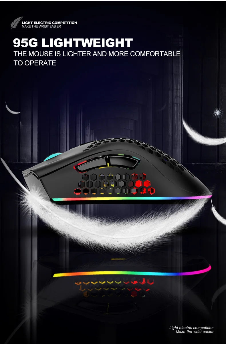 BM600 Rechargeable USB 2.4G Wireless RGB Light Honeycomb Gaming Mouse Desktop PC Computers Notebook Laptop Mice Mause Gamer