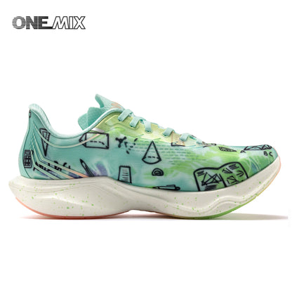 ONEMIX New Nylon Carbon Board Marathon Running Racing Shoes Shock-relief Professional Stable Support Ultra-light Rebound Sneaker