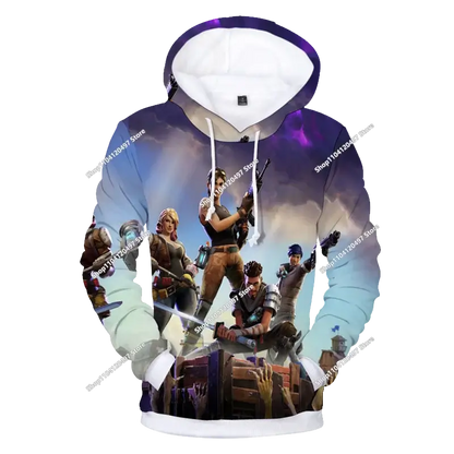 Dziecięca odzież jesienna: bluza z kapturem typu pullover, T-shirt, nowa kolekcja Fortnite, codzienna odzież dziecięca, wygodny streetwear
