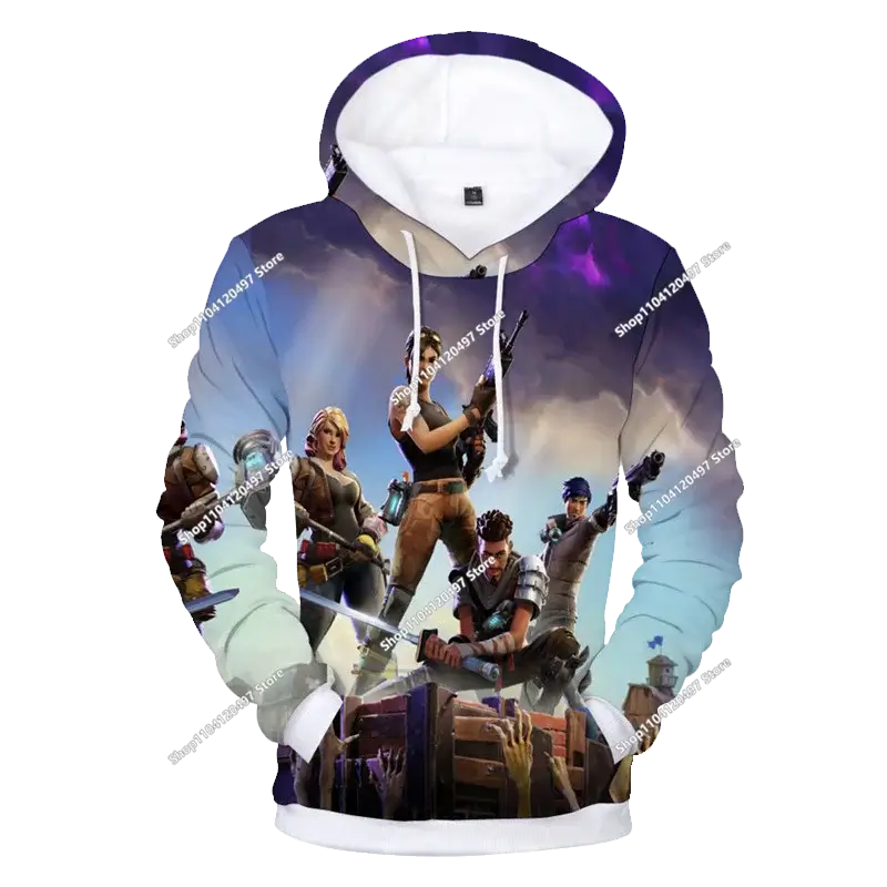 Dziecięca odzież jesienna: bluza z kapturem typu pullover, T-shirt, nowa kolekcja Fortnite, codzienna odzież dziecięca, wygodny streetwear