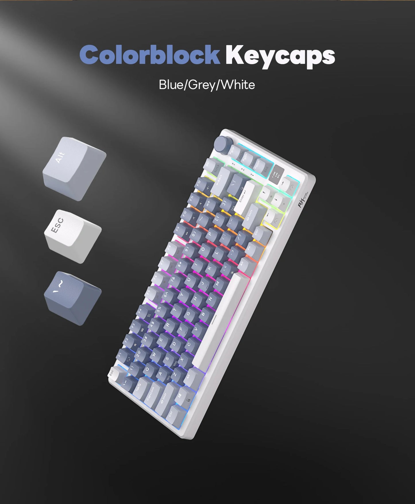 RK ROYAL KLUDGE M75 2.4G Wireless/Bluetooth/USB-C Mechanical Keyboard 81 Keys RGB Hot-Swappable Gasket Gamer Keyboard with Screen