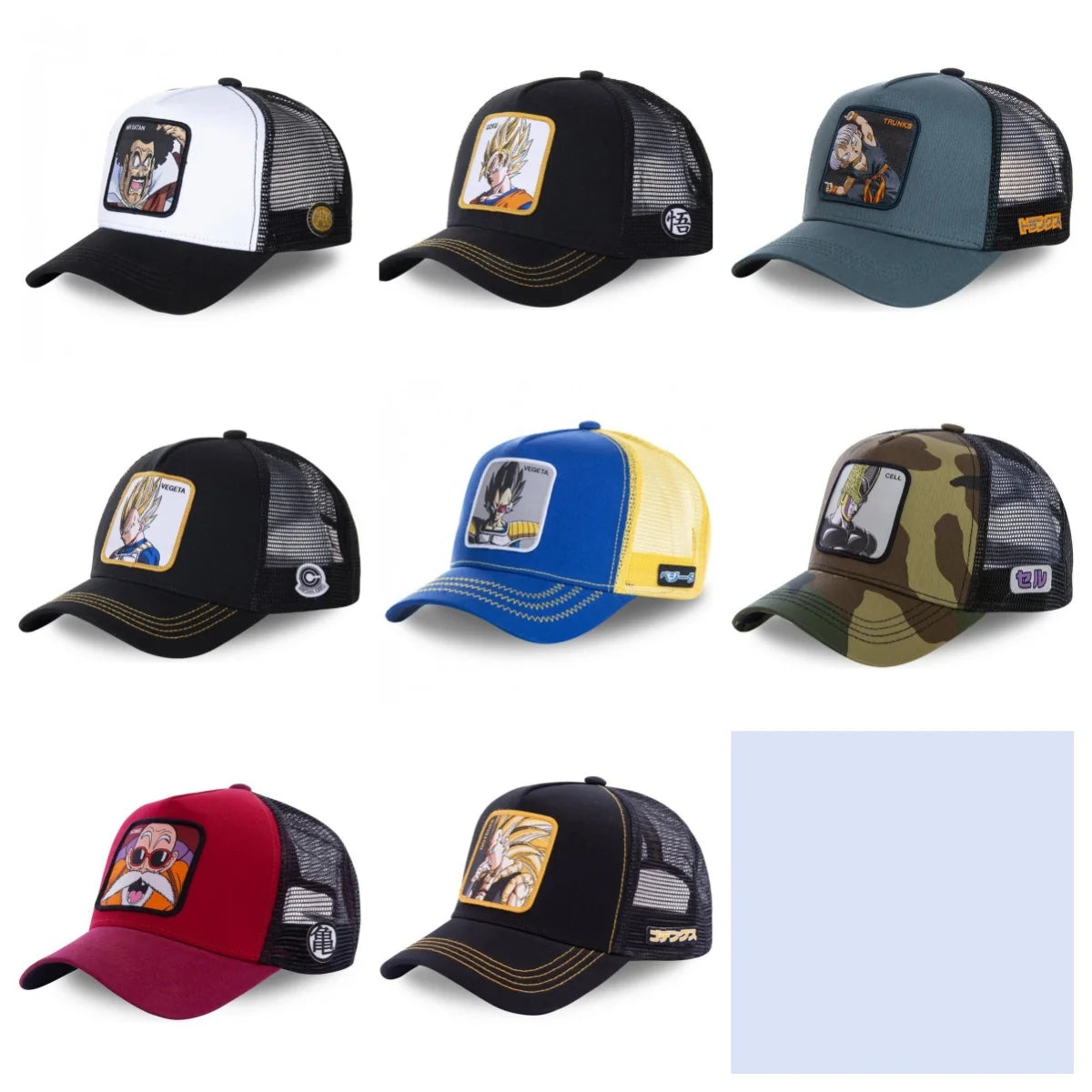 Dragon Ball Son Goku muška hip-hop kapa s letećim vrhom, ljetna kapa s izbočenim vrhom, muška kapa s vezom, kapa s mrežastim podstavom, podesiva trucker kapa, sunčana vizira