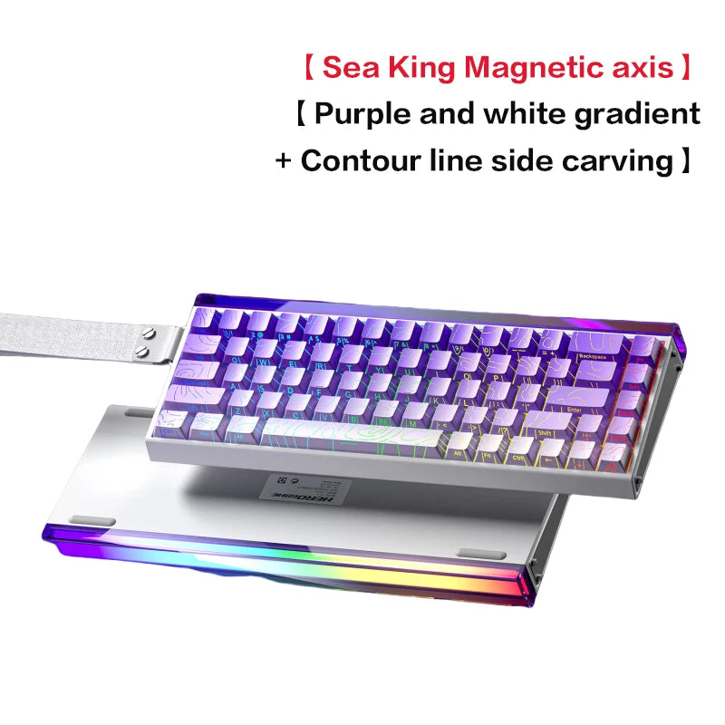Teclado Mecânico Gaming AULA HERO 68 HE com Eixo Magnético RT, Iluminação RGB com Fio, Taxa de Polling 8K e Gravação Lateral
