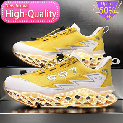 Summer Hot Selling Professional Mens Sports Shoes Marathon 3D Printed Sole Running Shoes Foot Protecting Commuting Walking Shoes