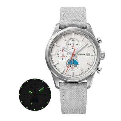 BERNY Top Quartz Chronograph Men's Watches Luminous Miyota 0S10 Sapphire AR Coated 5ATM Waterproof 2026 New Sports Men's Watches