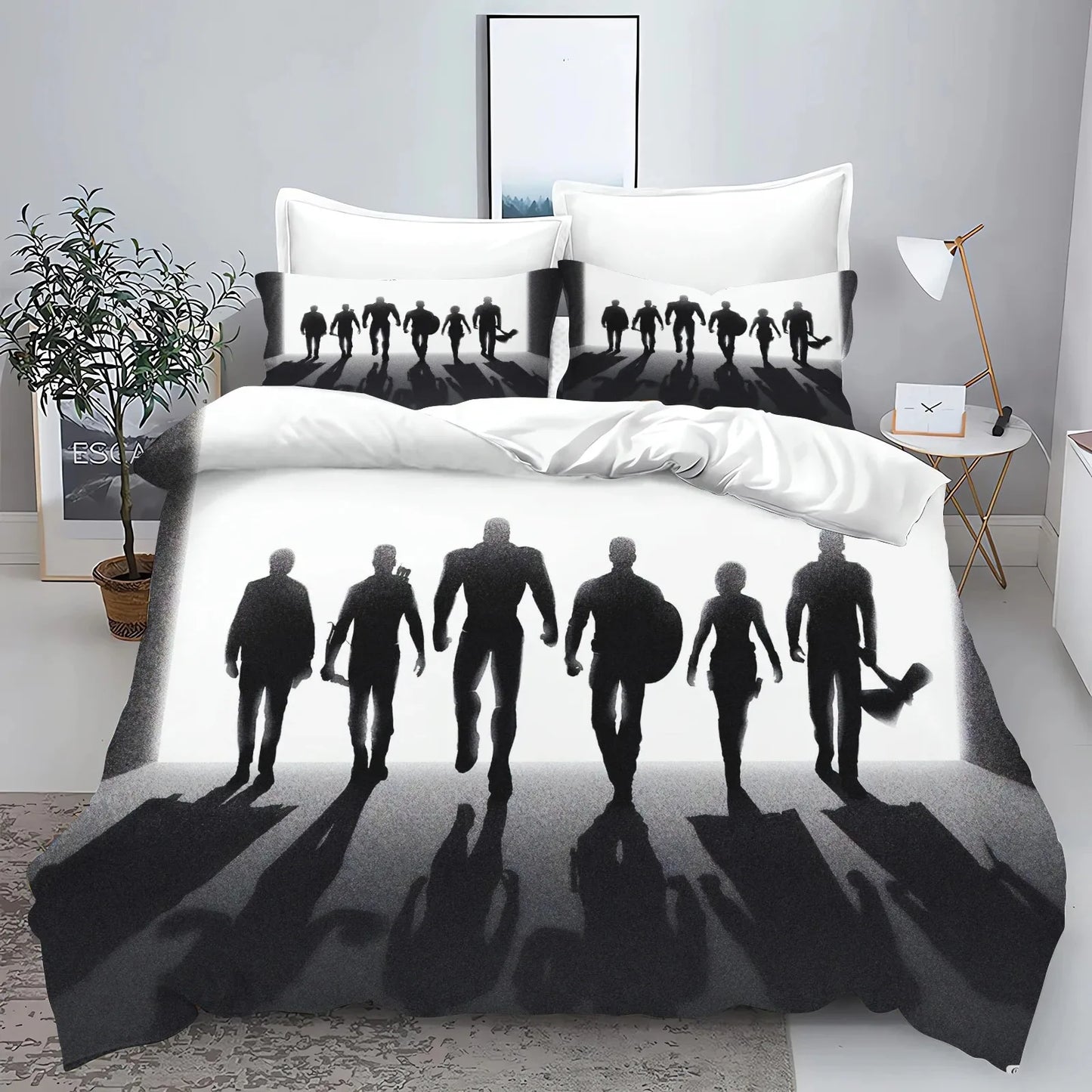 Conjunto de capa de edredão e fronhas The Avengers Hero para cama, decoração de quarto para adulto, menino ou menina, criança, solteiro ou casal, tamanho grande