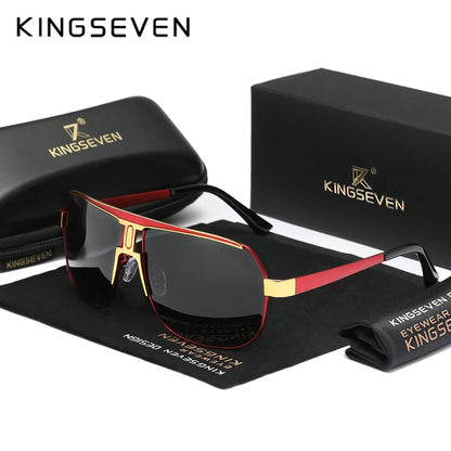 KINGSEVEN Men Women Polarized Alloy Square Oversized Frame Sunglasses Driving Sun Glasses Shades Oculos Masculino Male