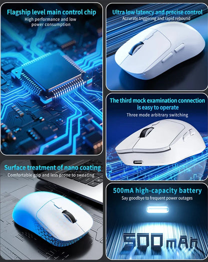 Rechargeable Wireless Bluetooth Gaming Mouse, Dual Mode 2.4G & Bluetooth Wireless Mouse, Silent High Precision Rechargeable Wireless Mouse for Laptop, PC, Mac & iPad