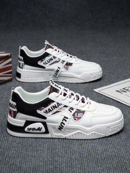 High Quality Men's Sneakers Light PU Leather Casual Shoes for Men Lace Up Flats Luxury White Black Tenis Shoes Zapatillas Hombre