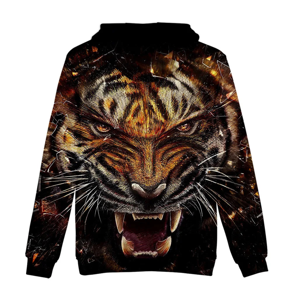 Classic Dolphins tigers wolves galloping horses animal 3D Print Hoodies Long Sleeve Sweatshirts Adult/Child Casual Pullovers