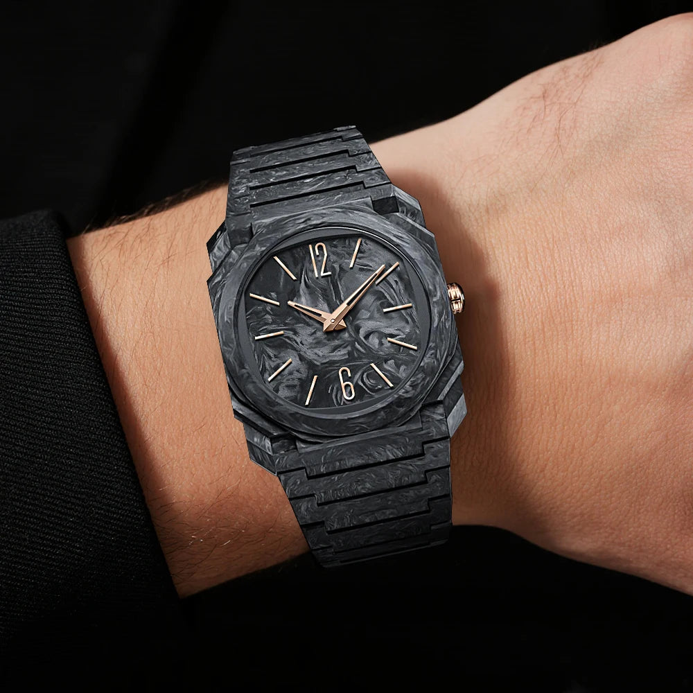 Creative Design Smoked Marble Pattern Quartz Watch Ultra-Thin Dial 3ATM Waterproof Plastic Quartz Watch Business Watch for Men