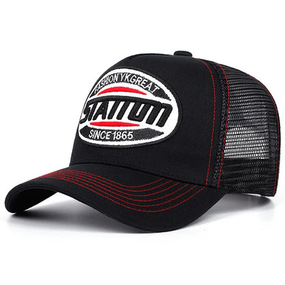New Style Unisex Baseball Cap Classic STATION  Letter Pattern Mesh Cap Men and Women Breathable Streetwear Summer Trucker Hat