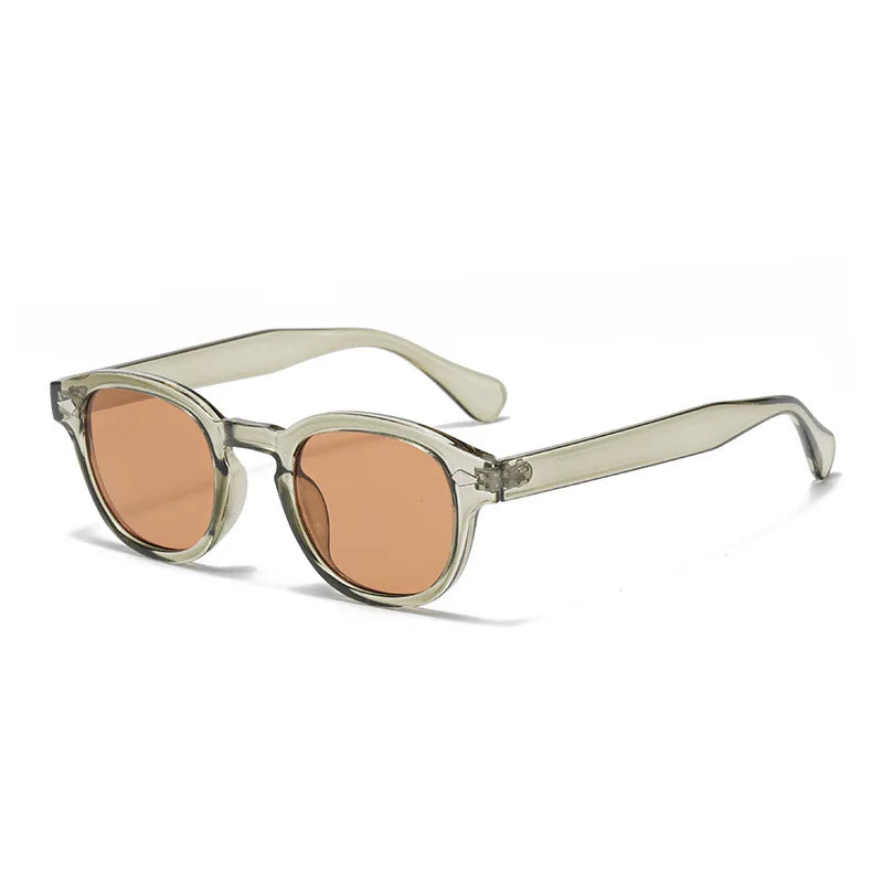 JNPCXI Vintage Round Sunglasses Women Men Retro Rivet Blue Gradient Female Sun Glasses UV400