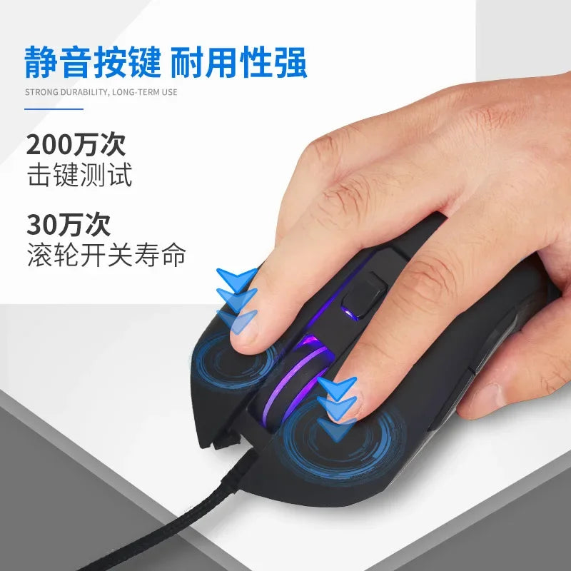 Kolorowa, podświetlana mysz USB-C z wyciszonym kliknięciem do notebooka Type-C – mysz gamingowa