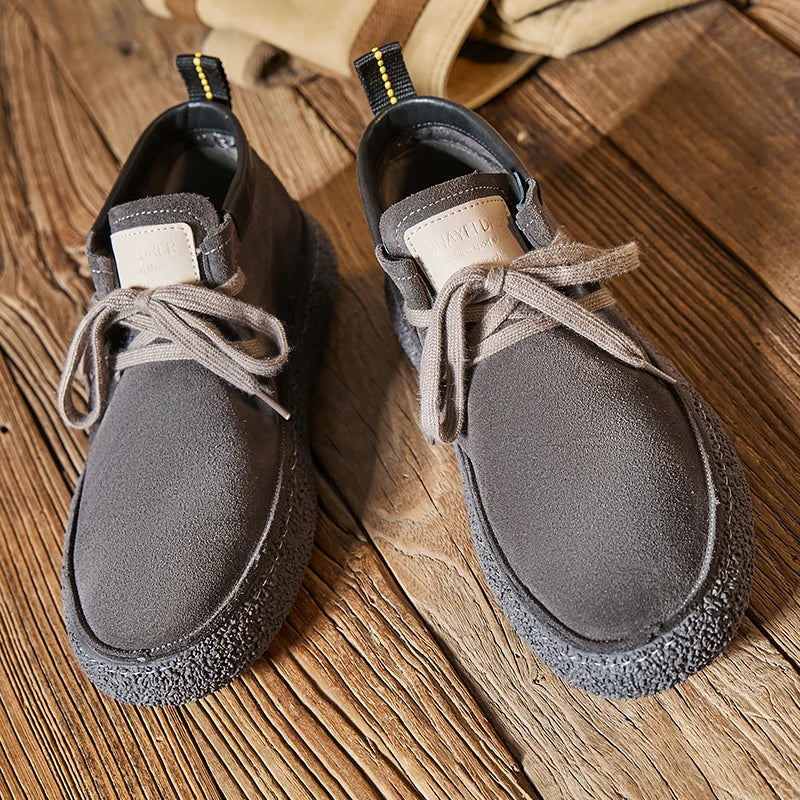 Luxury Brand Men Suede Leather Casual Shoes Genuine Leather Natural Handmade Anti-Skid Design Spring Autumn