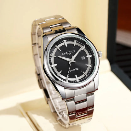 CHRONOS Luxury Quartz Watch for Men Waterproof Date Luminous Wristwatch Stainless Steel Men's Watches Male Clock Sports Reloj