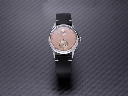 Milifortic Jumping Hour Auto R077 Vintage Small Seconds ST17 Movement Jump Hour Salmon Dial Men Watches