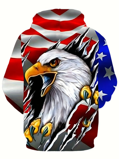 Sweatshirt com Capuz Masculina Cool Eagle Fashion 2025, Edição 3D Impressa, Tendência American Eagle, Sportswear Casual Unissexo para Homem e Criança