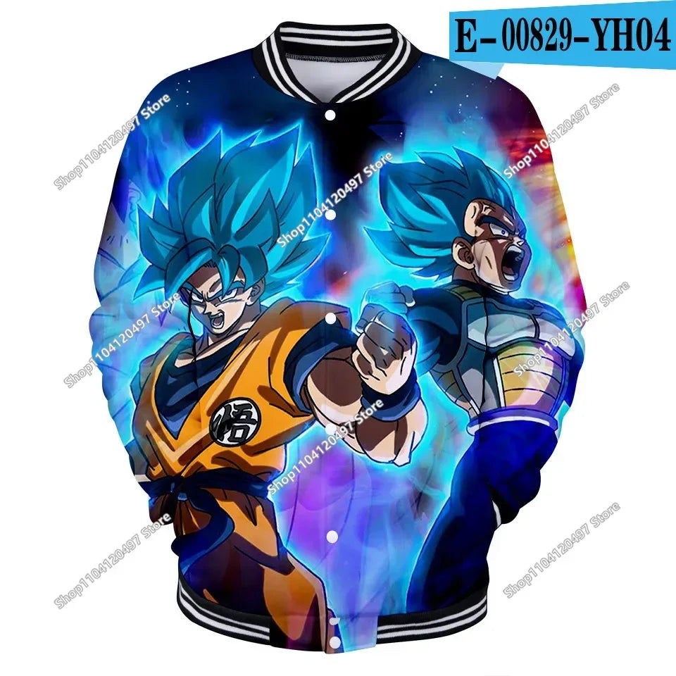 New Japanese Anime Dragon Ball Z Varsity Jacket Autumn Casual Sweatshirt Hoodie Coat Jacket Brand Baseball Jacket