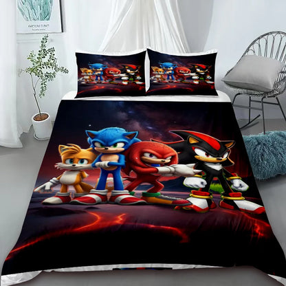 Sonic Cartoon Duvet Cover for Kids – Cool Anime Bedding Set – Duvet Cover Bedroom Decor (Queen & King Sizes) – For Kids & Teens