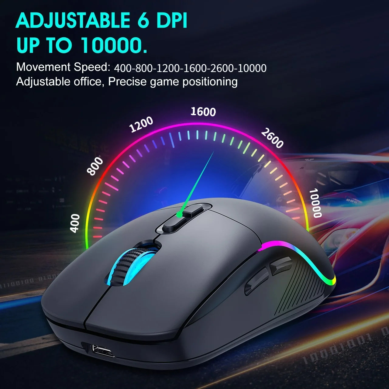 Rato Tri-Mode 2.4G sem fios/Bluetooth/com fios, DPI ajustável em 6 níveis, bateria de 500mAh, iluminação RGB, rato de gaming e eSports com macro para escritório
