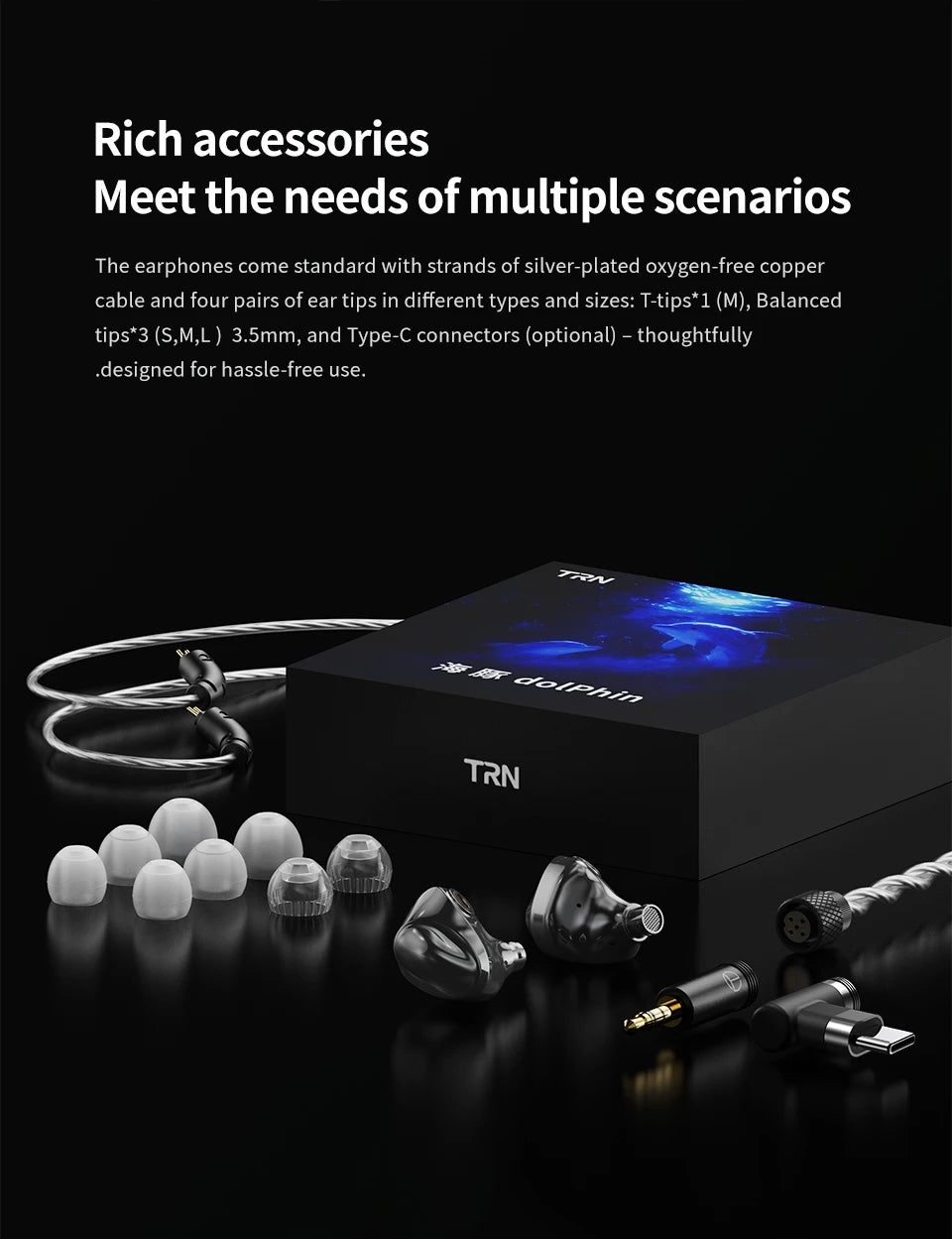 TRN Dolphin headphone10mm dual magnetic circuit dynamic driver Liquid metal Earphone