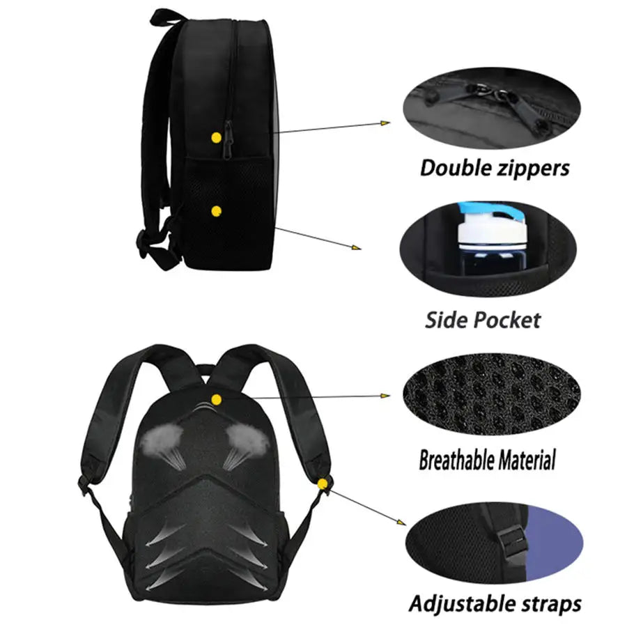 3Pcs FORTNITE Cartoon School Set Lightweight Backpack Front Pocket Lunch & Pencil Case For Kids Age 5-9 Free 3D Printed Keychain