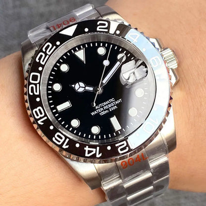 Relógio de Homem Automático Miyota8215 Impermeável 200m, Relógio de Mergulho 40mm com Movimento Mecânico, Luminoso, Bracelete Jubilee e Fecho Glide Lock