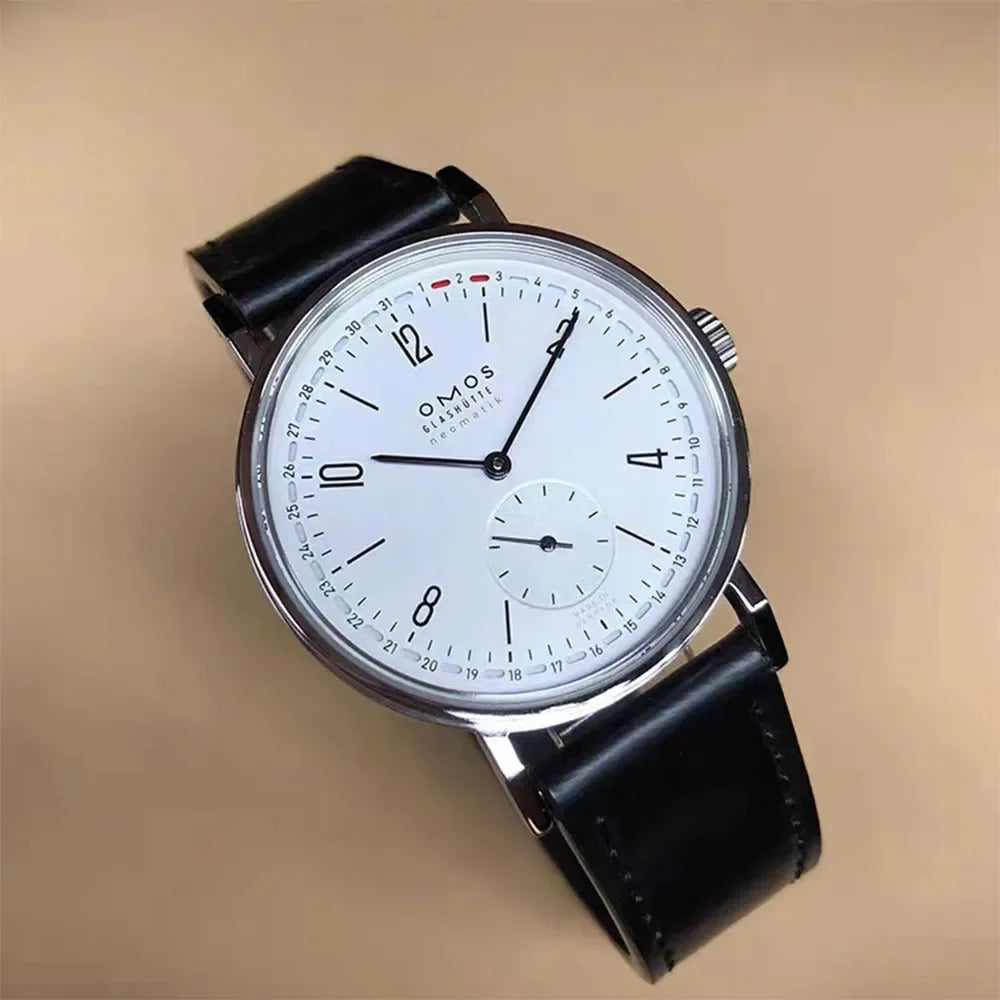 Men's 38mm automatic mechanical watch, compatible with Sea-Gull ST1731 movement, featuring a calendar, water resistance, and a t