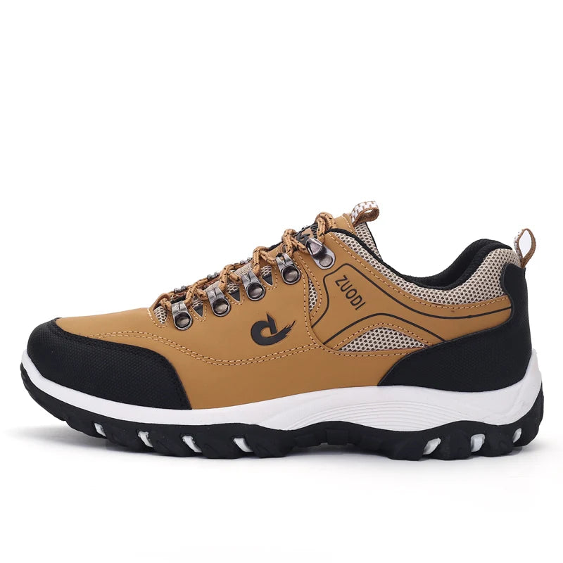 Autumn And Winter Models, Men's Waterproof Hiking Shoes, Outdoor PU Leather Sports Shoes, Wear-Resistant,  Walking, Tactical