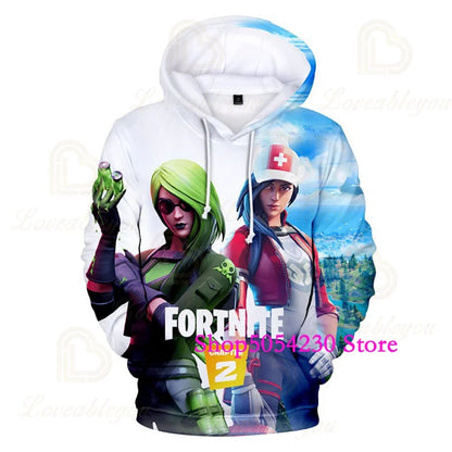 Fortnite Season 2 Boys and Kids Hoodies Cartoon Casual Sweatshirts Battle Game Heroes Print Polyester Autumn Girls Pullovers