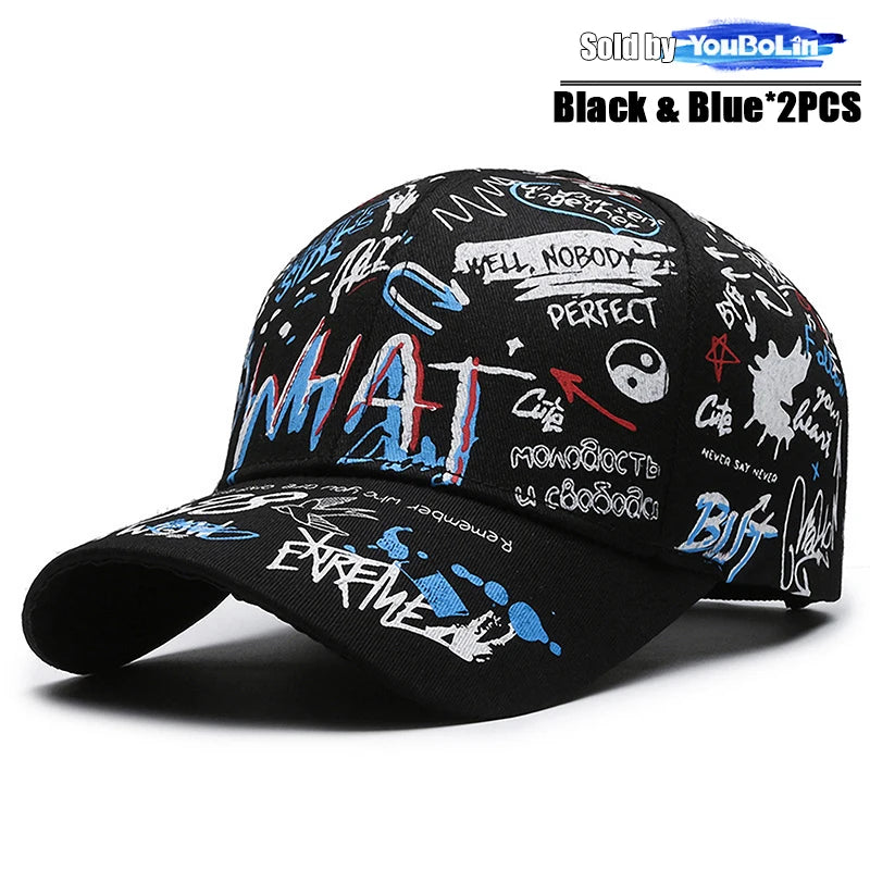 Cappellino da baseball graffiti per uomo e donna – Cappello regolabile in cotone stile street snapback