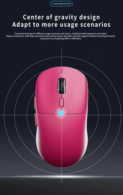 Rato Gaming Bluetooth Recarregável Gamer Paw3395 Leve, Ergonómico e Sem Fios para Esports