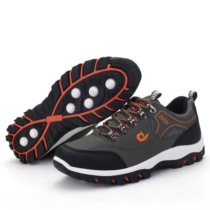 Autumn And Winter Models, Men's Waterproof Hiking Shoes, Outdoor PU Leather Sports Shoes, Wear-Resistant,  Walking, Tactical