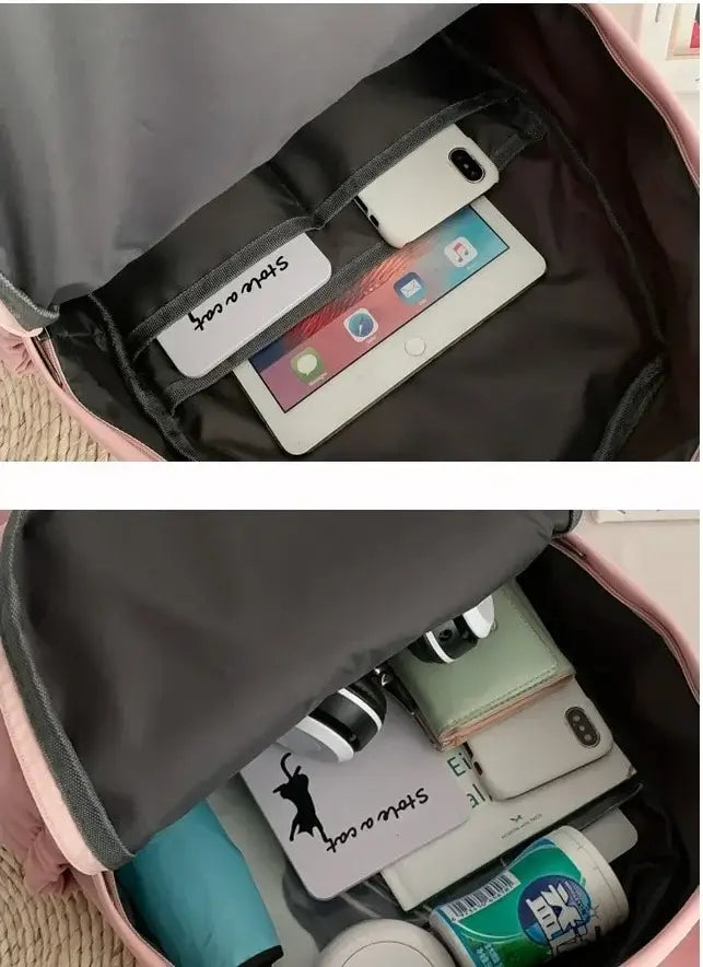 New Fortnite Cartoon Backpack Boy Girl Casual Schoolbag Large Capacity Student Bag Rabbit Ears Travel Backpack Stationery Gift