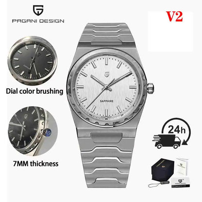 PAGANI DESIGN 2026 New Thin 7mm Fashion Men's Quartz Watch 10Bar Waterproof Stainless Steel Sapphire C3 Upgrade V2 reloj hombre
