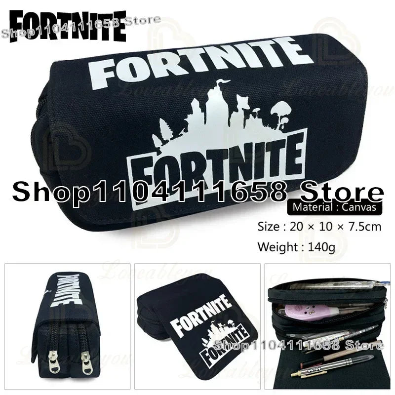 Fortnited Trousse Large Capacity Waterproof Velcro Pencil Case Student Black Estuche Stationery School Pennenzak Supplies