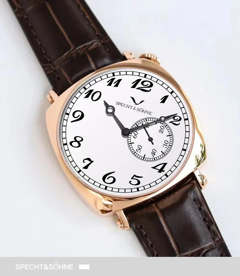 New 2026 Specht & Söhne 1921 Men's Automatic Mechanical Wristwatch Rose Gold Sapphire Crystal Genuine Leather Relogio Masculino