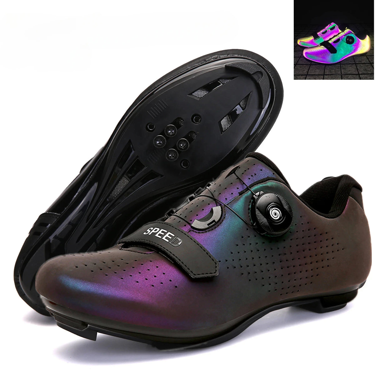 Professional New Sneakers Men Ultralight Double Buckles Cycling Shoes MTB Luminous Road Bike Shoes
