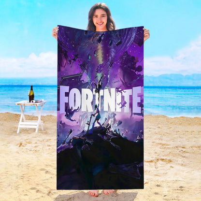Toalha de Praia Game F-Fortnites em Microfibra para Hotel, Casa de Banho, Sauna, Spa, Praia, Viagem, Piscina, Casa, Banho de Bebé, Ginásio e Duche