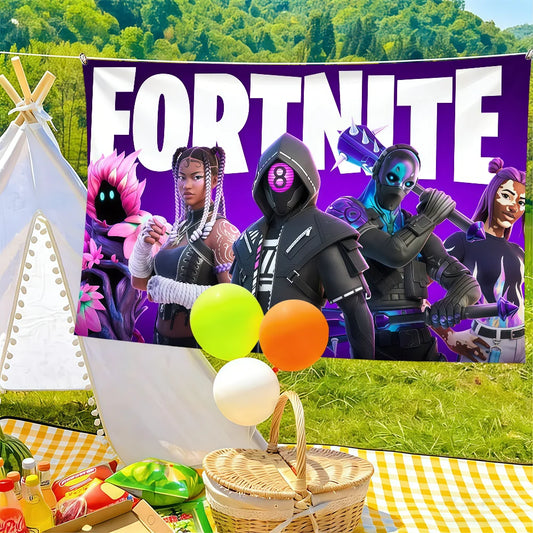 Bandeira de jogo de aventura F-FORTNITE — adequada para festas, clubes, exterior e interior, decoração de parede, banner e presente