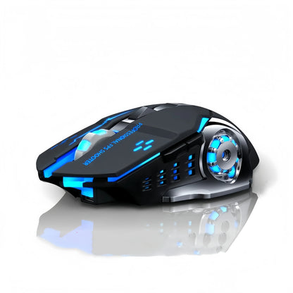 Rato Gaming Sem Fios Recarregável – Bluetooth/USB Silencioso, Retroiluminação RGB, E-Sports para PC