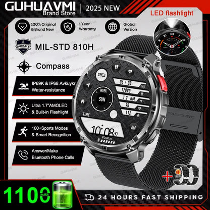 New Original 1100mAh Battery Men Smart Watch Outdoor GPS 10ATM Waterproof Bluetooth Call Sport Smartwatch For Android IOS Phones