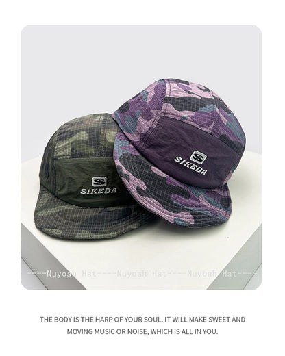 Unisex CAMO brzo sušeće vezene bejzbol kape s kapuljačom, s blokovima boja, prozračne, personalizirane, s izbočenim vrhom, višenamjenske