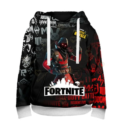 Sweatshirt com Capuz para Fãs de Fortnite, Impressão 3D Battle Royale, Cosplay Victory, para Homem, Mulher e Criança, Streetwear com Capuz