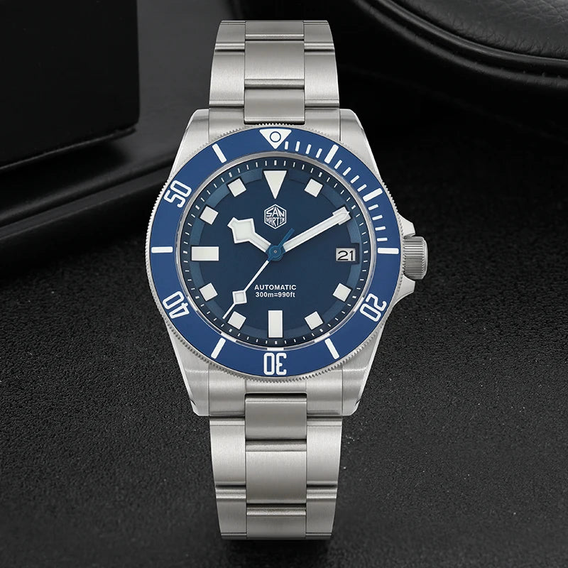 San Martin Grade 5 Titanium Watch SN0121TD PT5000/ST2130 Automatic Movement Watch 300M Waterproof Adjustable Clasp Wristwatch